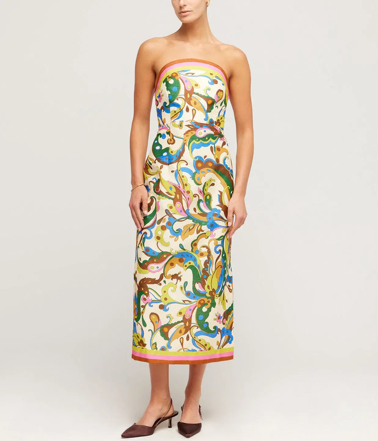 Alemais Ozma Bodice Dress Cream Multi Size 10 - Image 1