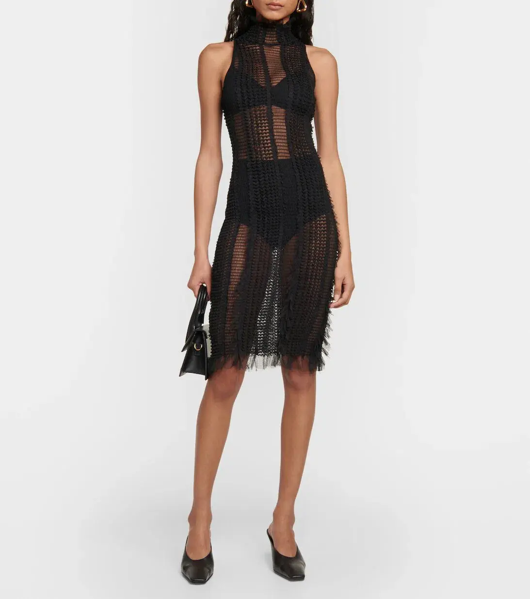 Roberta Einer Angel Sheer Mini Dress Black Size 6 - Image 3