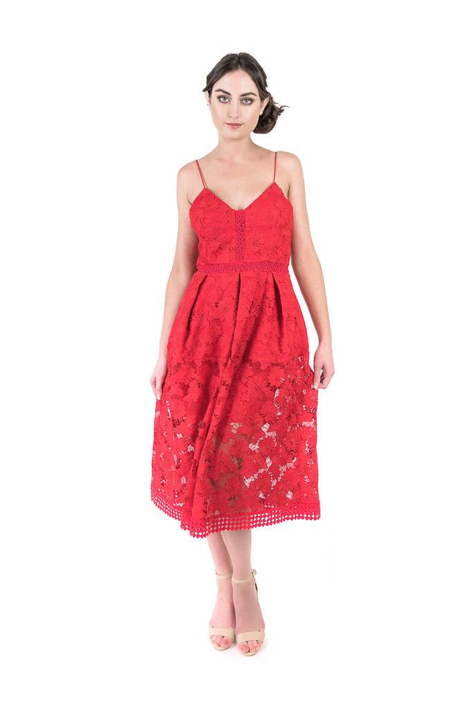 Nicholas Red Floral Lace Rouleau Ball Dress size 12 - Image 1