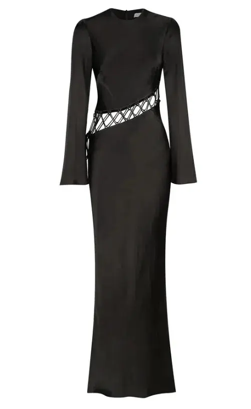 Shona Joy Arienzo Asymmetrical Lace Up Maxi Dress Black Size 10 - Image 8