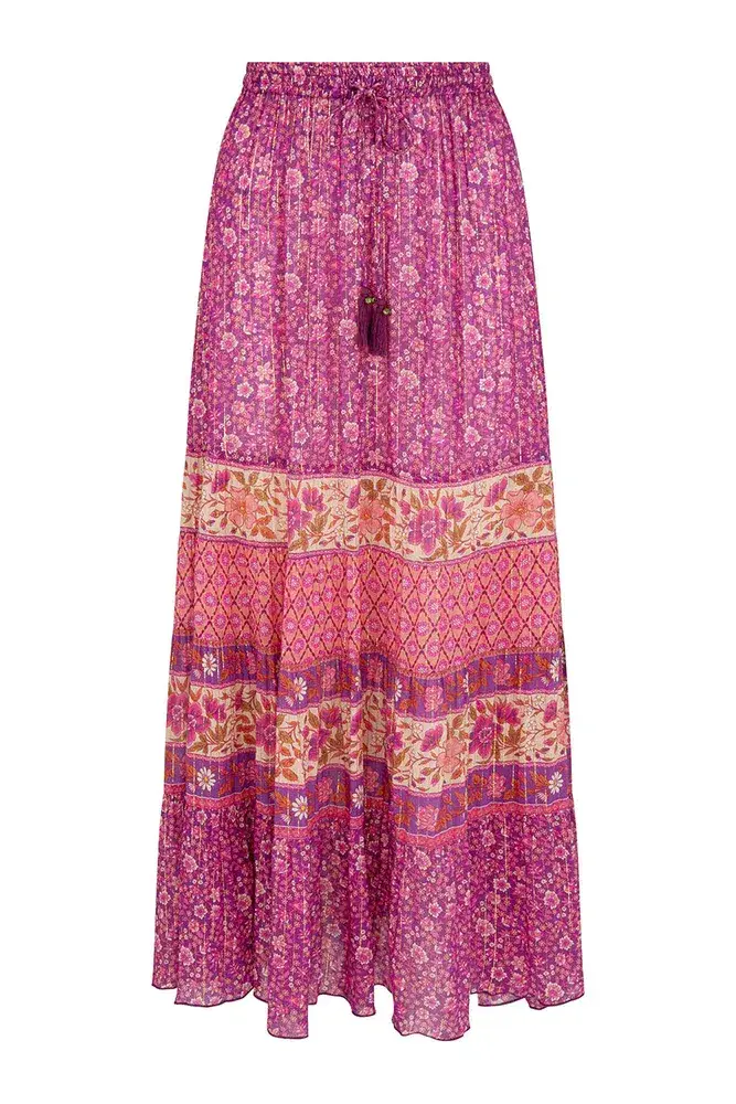 Spell And The Gypsy Sienna Cropped Blouse And Skirt  Set Fuchsia Size M/Au 10 - Image 5