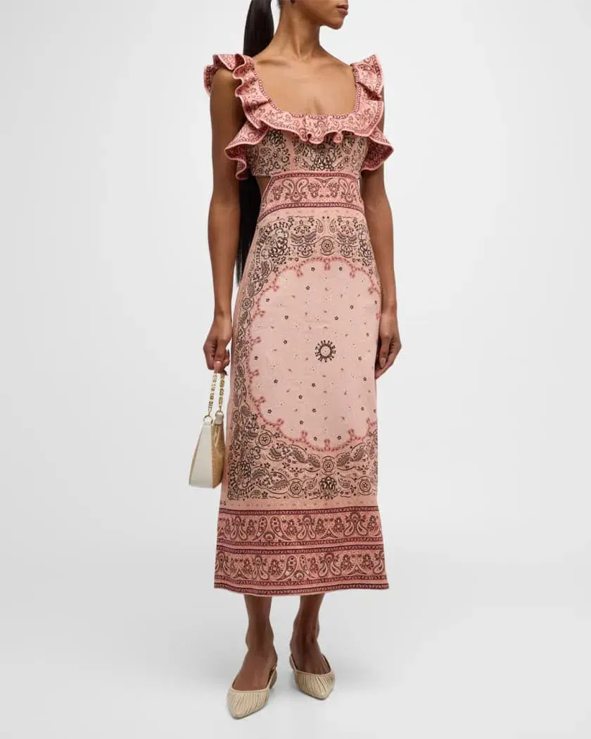 Zimmermann Matchmaker Frilled Midi Pink Bandana  Size 2 / AU 12 - Image 1