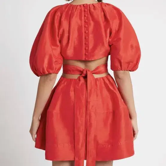 Aje Psychedelia Cutout Mini Dress Red Size 14 - Image 3