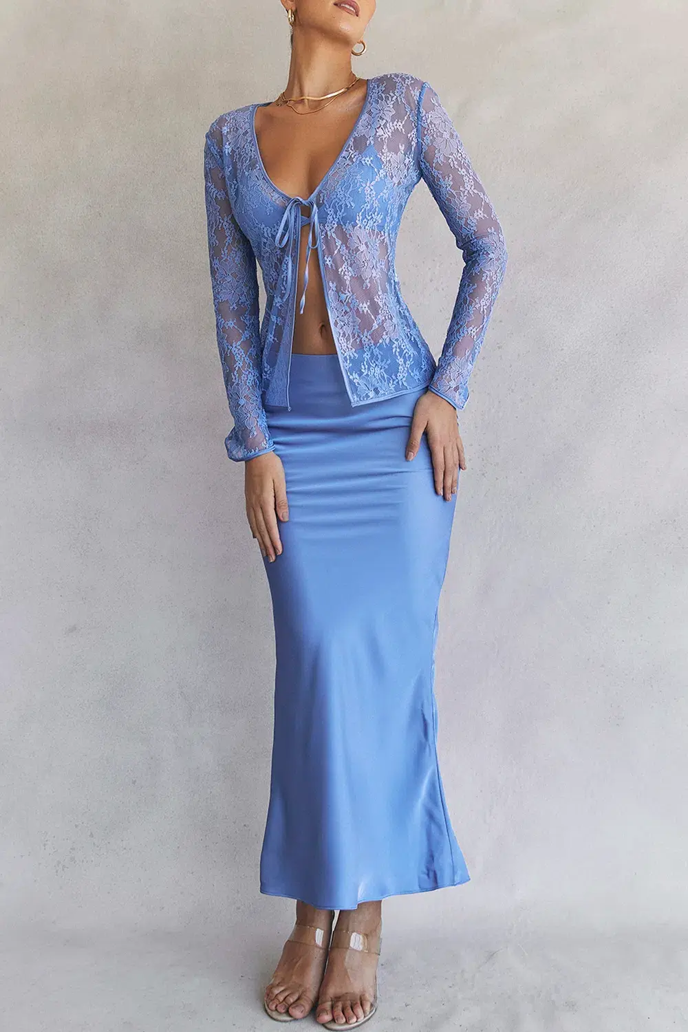 House of CB Phoebe Top & Clara Skirt Set Blue Size L/Au 12 - Image 1