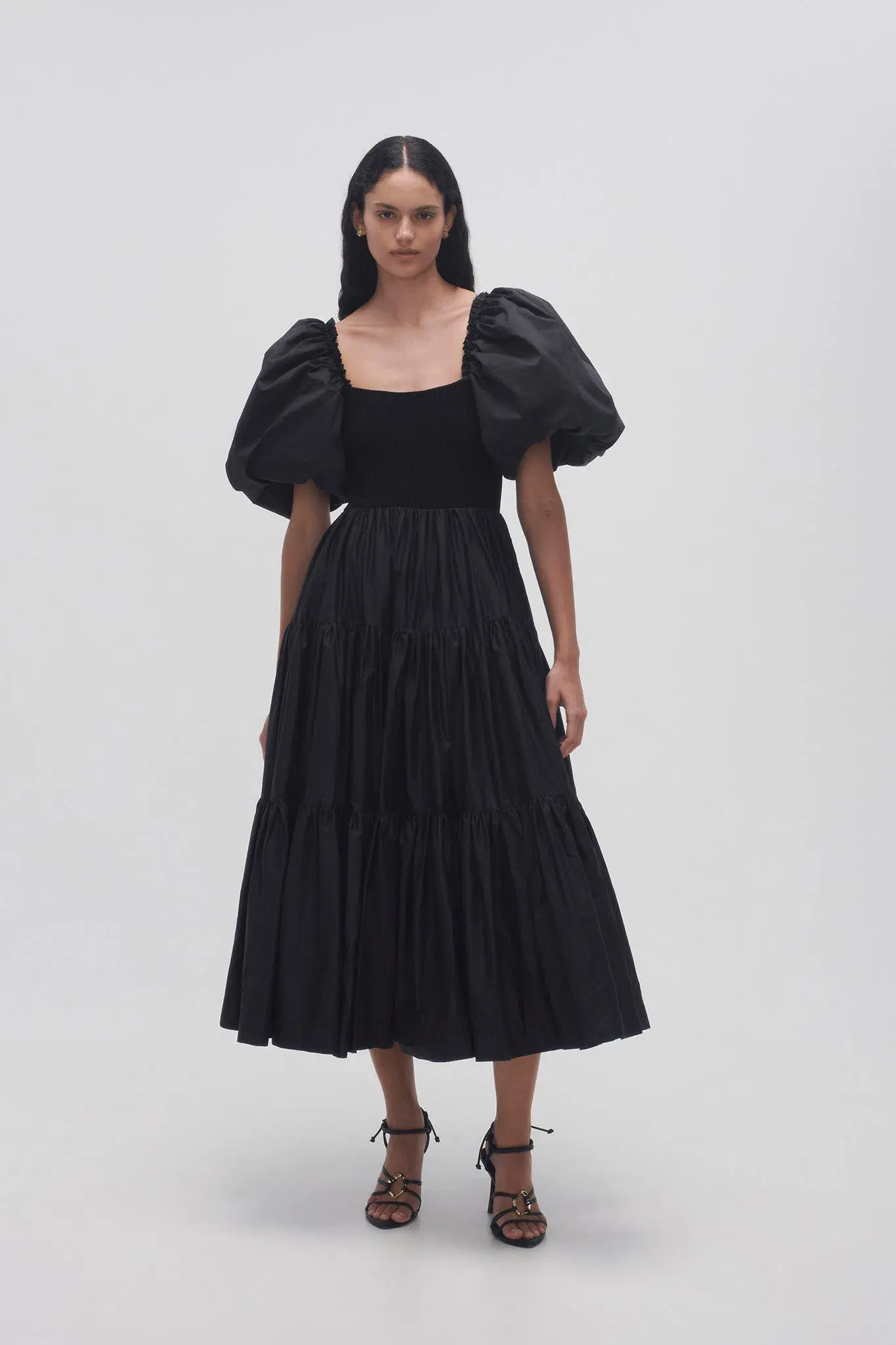 Aje Casa Puff Sleeve Midi Dress Black Size 10  - Image 1