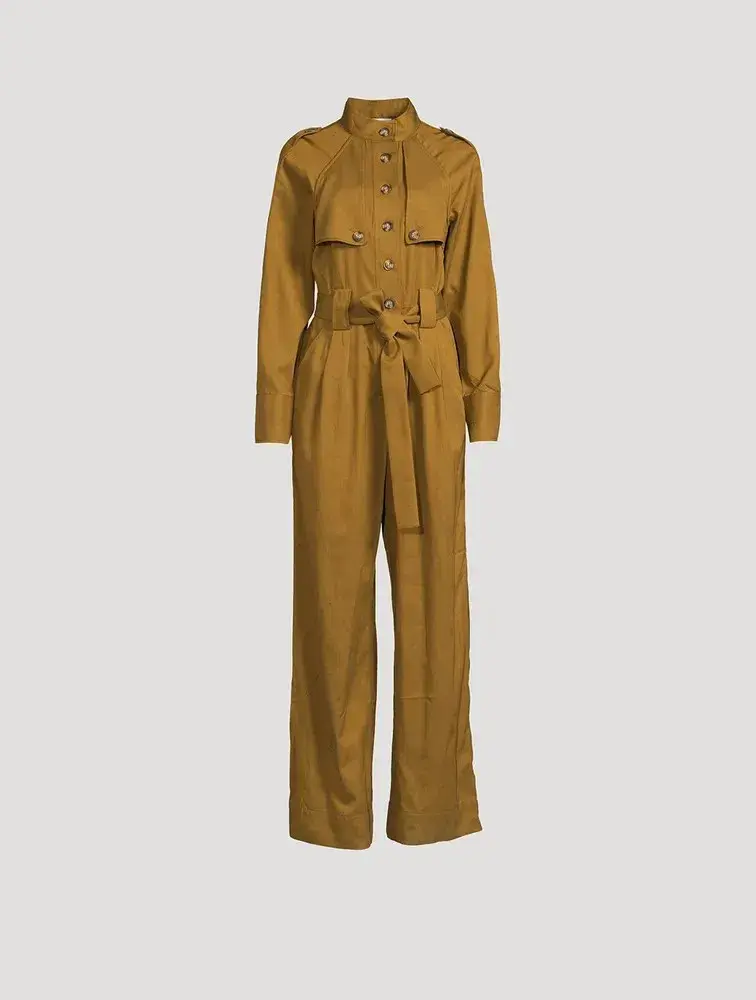 Shona Joy Sara High Neck Boiler Suit Tapenade Size 14 - Image 5
