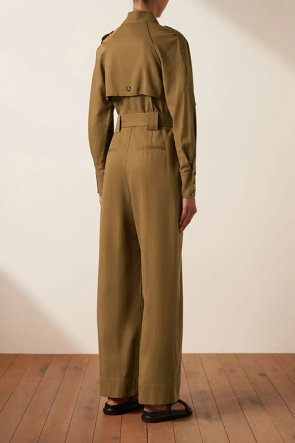 Shona Joy Sara High Neck Boiler Suit Tapenade Size 14 - Image 4