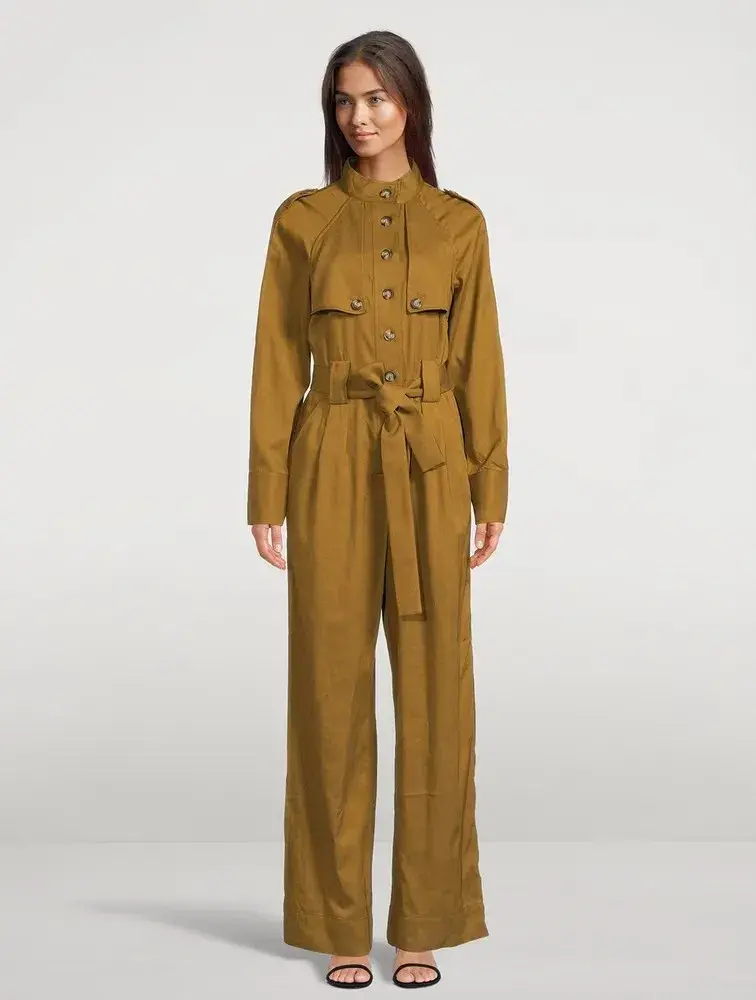 Shona Joy Sara High Neck Boiler Suit Tapenade Size 14 - Image 1