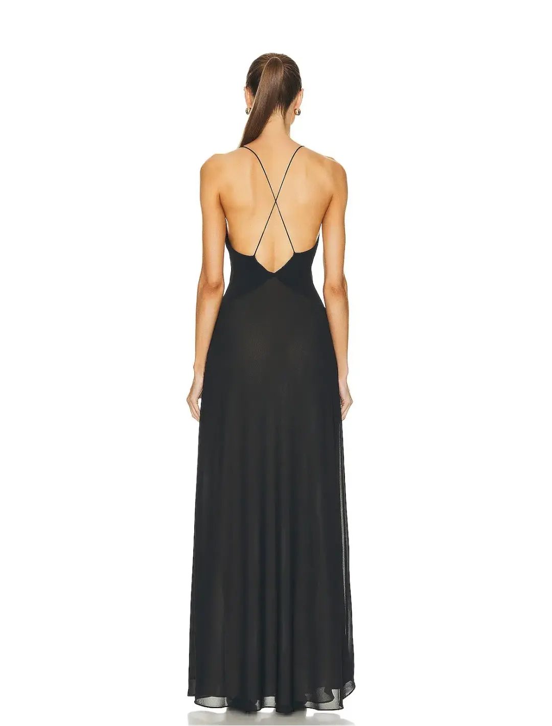 Helsa Sheer Deep V Long Dress Black Size M / Au 10 for rent on The Volte - main image