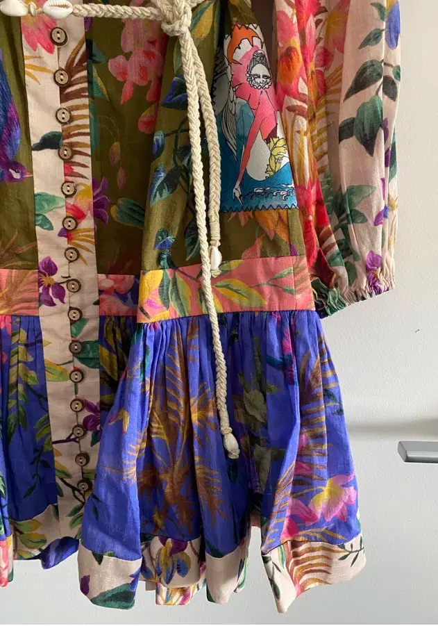 Zimmermann Tropicana Print Belted Mini Dress Multi-colored Size 0 / AU 8 - Image 4