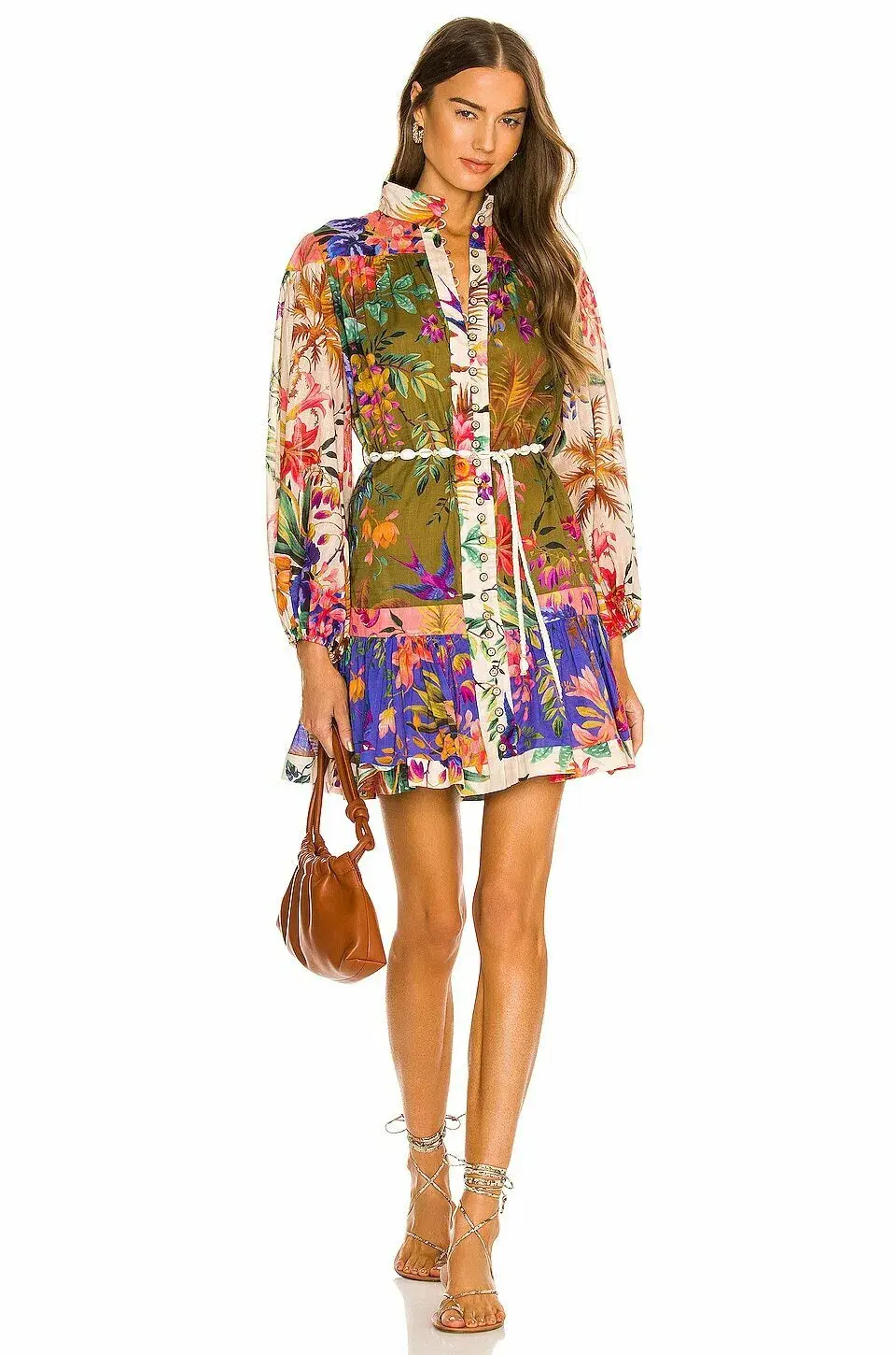 Zimmermann Tropicana Print Belted Mini Dress Multi-colored Size 0 / AU 8 - Image 1