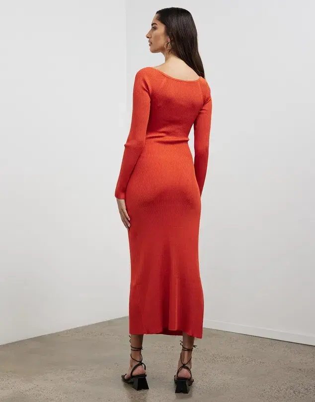 Cult Gaia Melissa Knit Midi Dress in Rouge Size 6 for rent on The Volte - main image