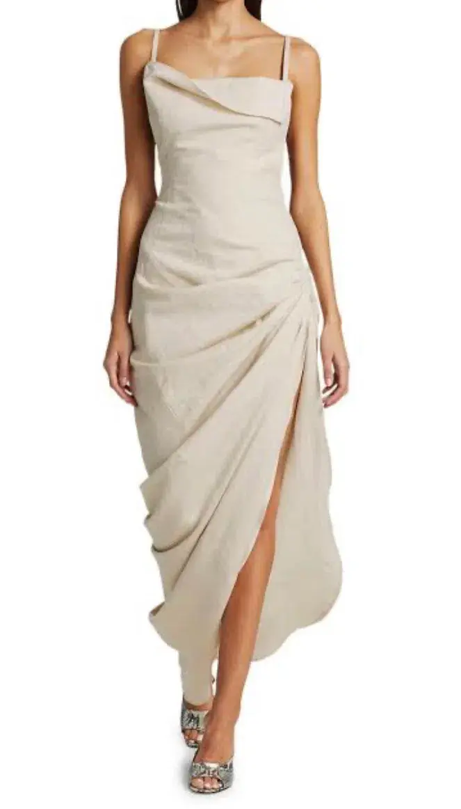 Jacquemus La Robe Saudade Longue Dress Beige Size 8 - Image 4