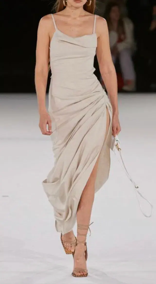 Jacquemus La Robe Saudade Longue Dress Beige Size 8 for rent on The Volte - main image