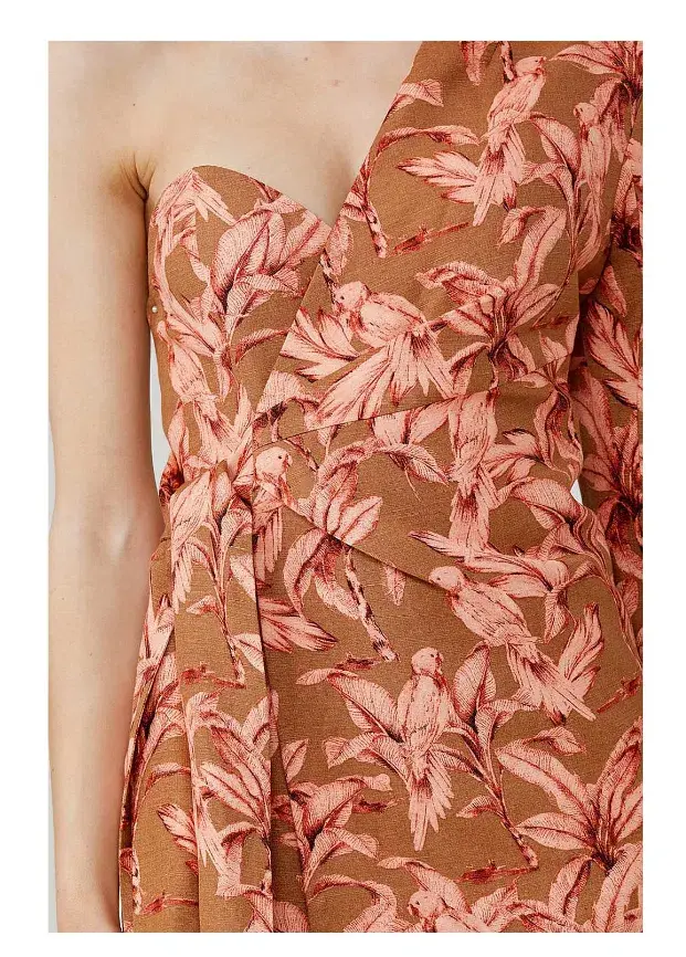 Significant Other Eva One Sleeve Mini Dress Palm Print Size 6 - Image 4