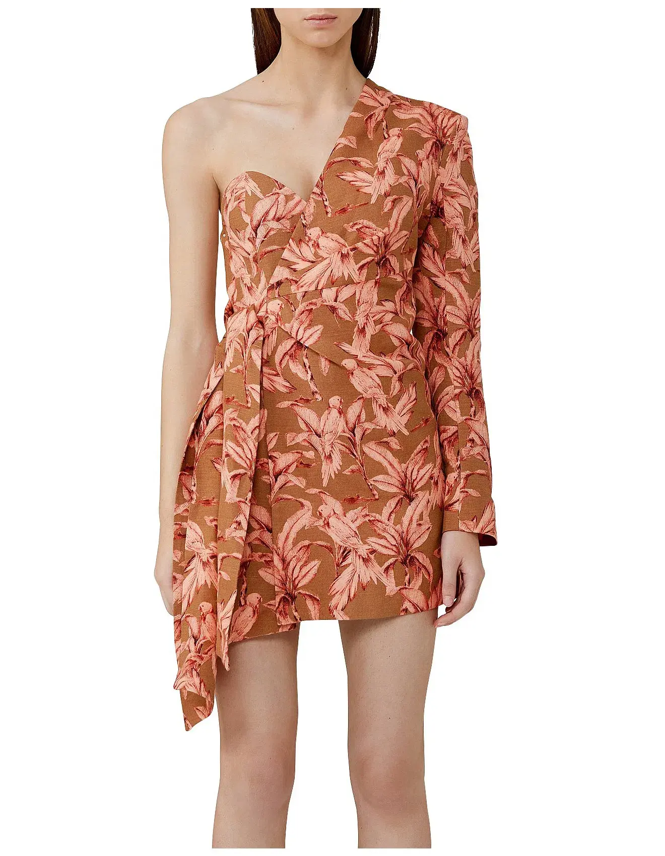 Significant Other Eva One Sleeve Mini Dress Palm Print Size 6 - Image 2