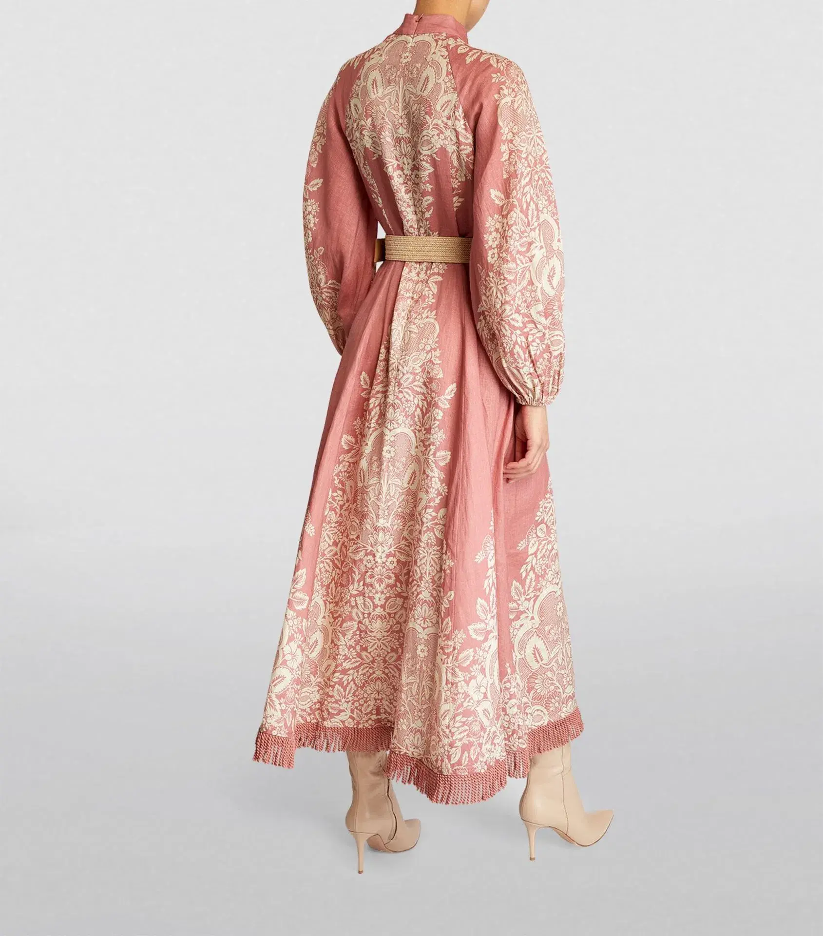Zimmermann Pattie Fringed Midi Dress in Rose Baroque Floral Size 2 / AU 12 - Image 3