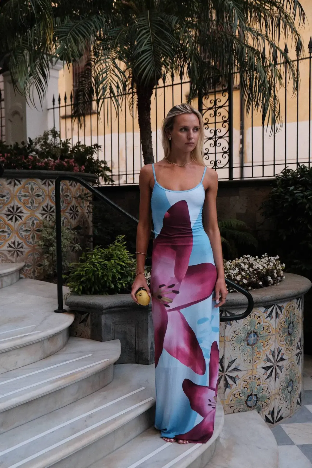 With Harper Lu Slip Maxi Dress Sky Lily Floral Size 10 - Image 1