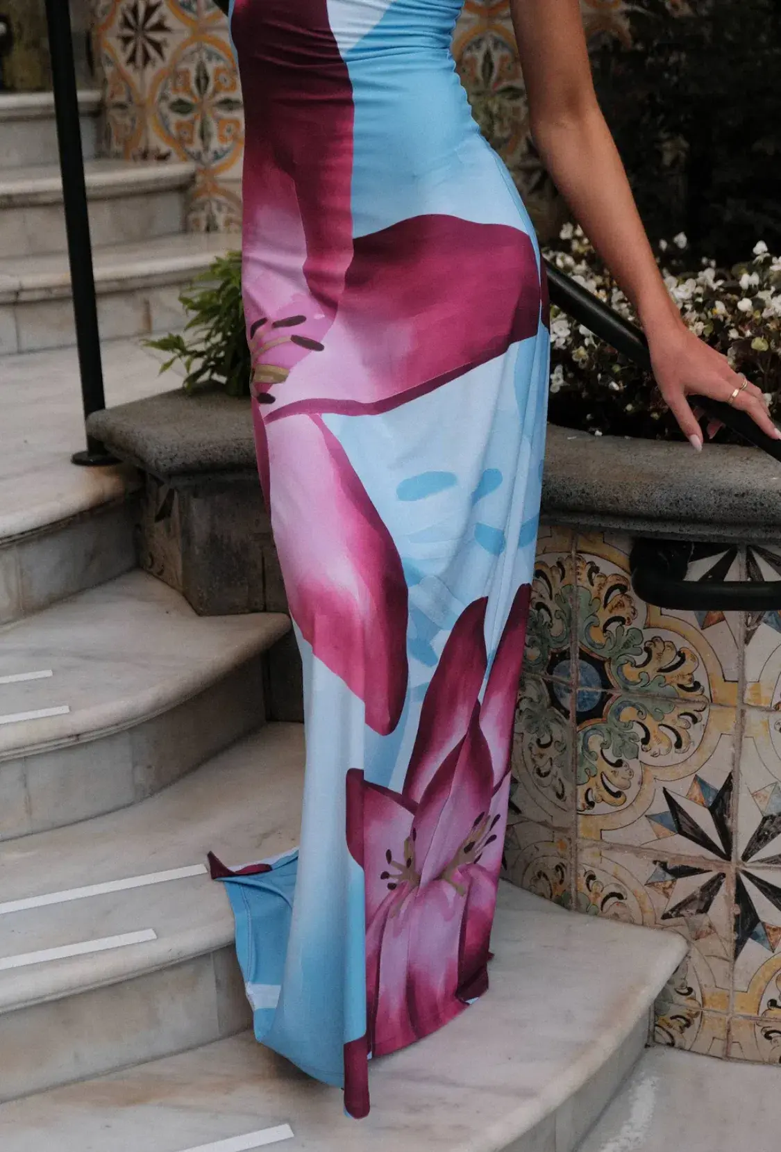 With Harper Lu Slip Maxi Dress Sky Lily Floral Size 10 - Image 3
