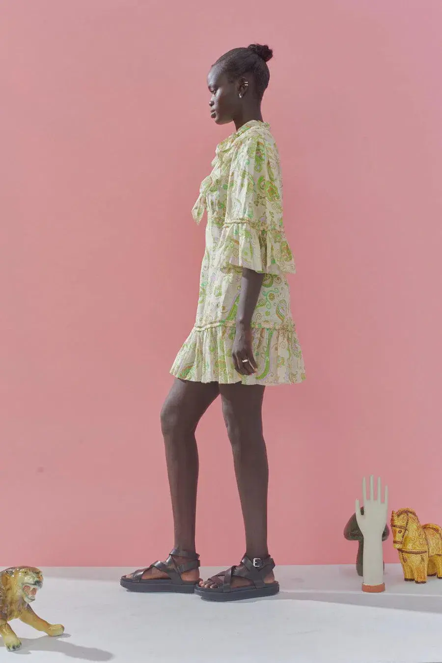 Alemais Marta Mini Dress Green Size 12 for rent on The Volte - main image