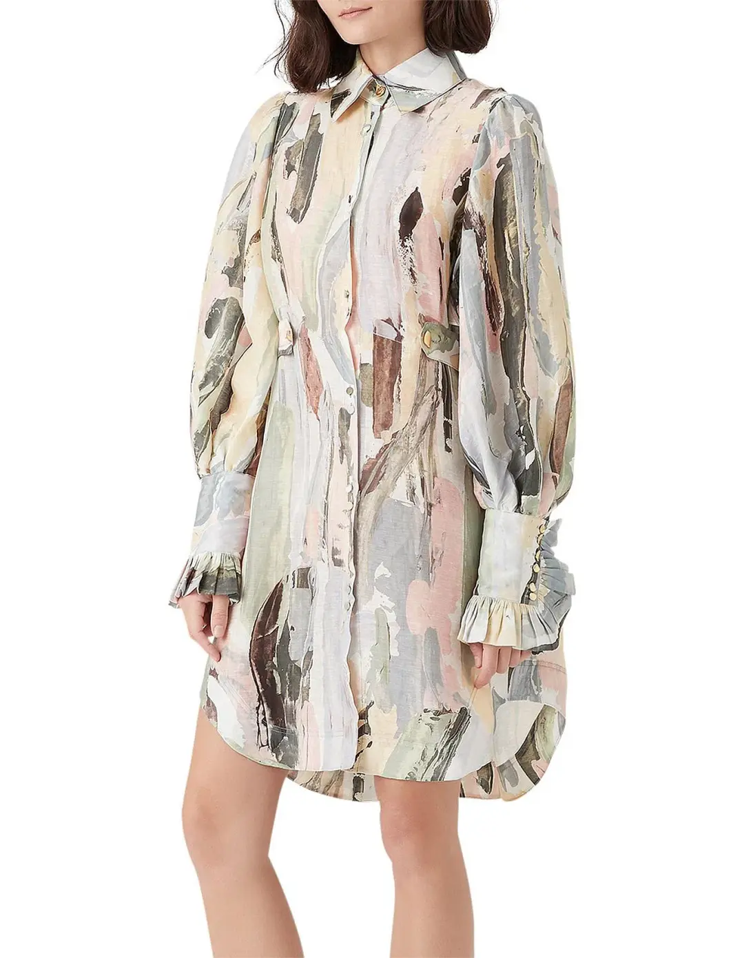Aje Paperbark Shirt Dress Print Size 12 for rent on The Volte - main image