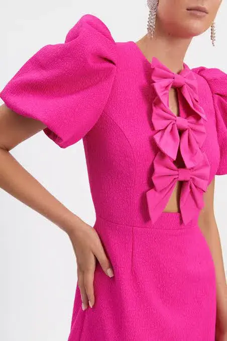 Rebecca Vallance Cecily Bow Mini Dress Hot Pink Size 12 - Image 5