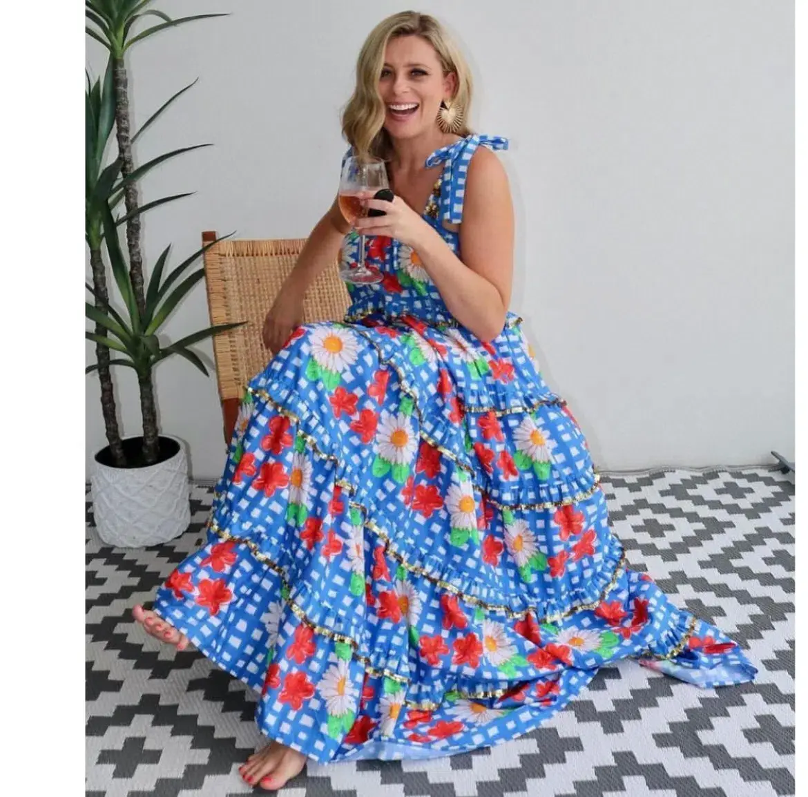 Bonita Roma Scalloped Dress Multi Size M / AU 12 - Image 2