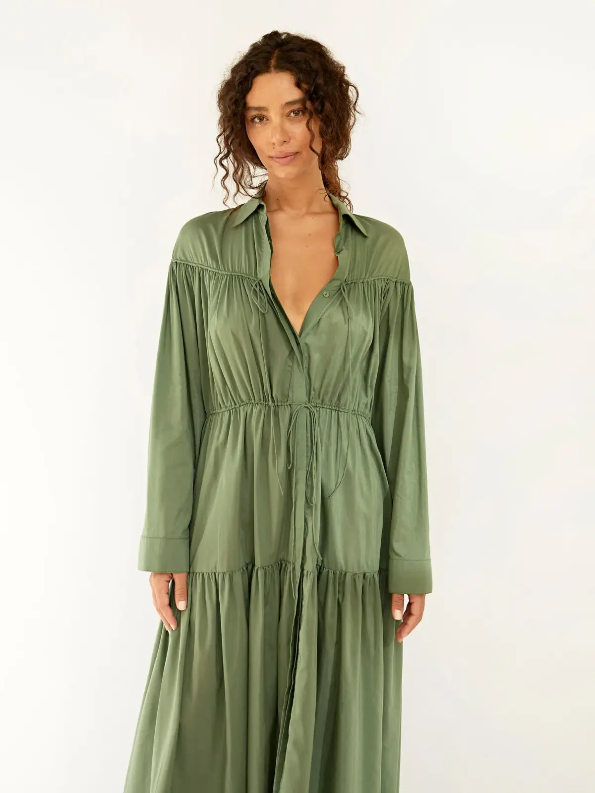 Matteau Tiered Drawcord Dress in Fern Size 3 / AU 12 - Image 2
