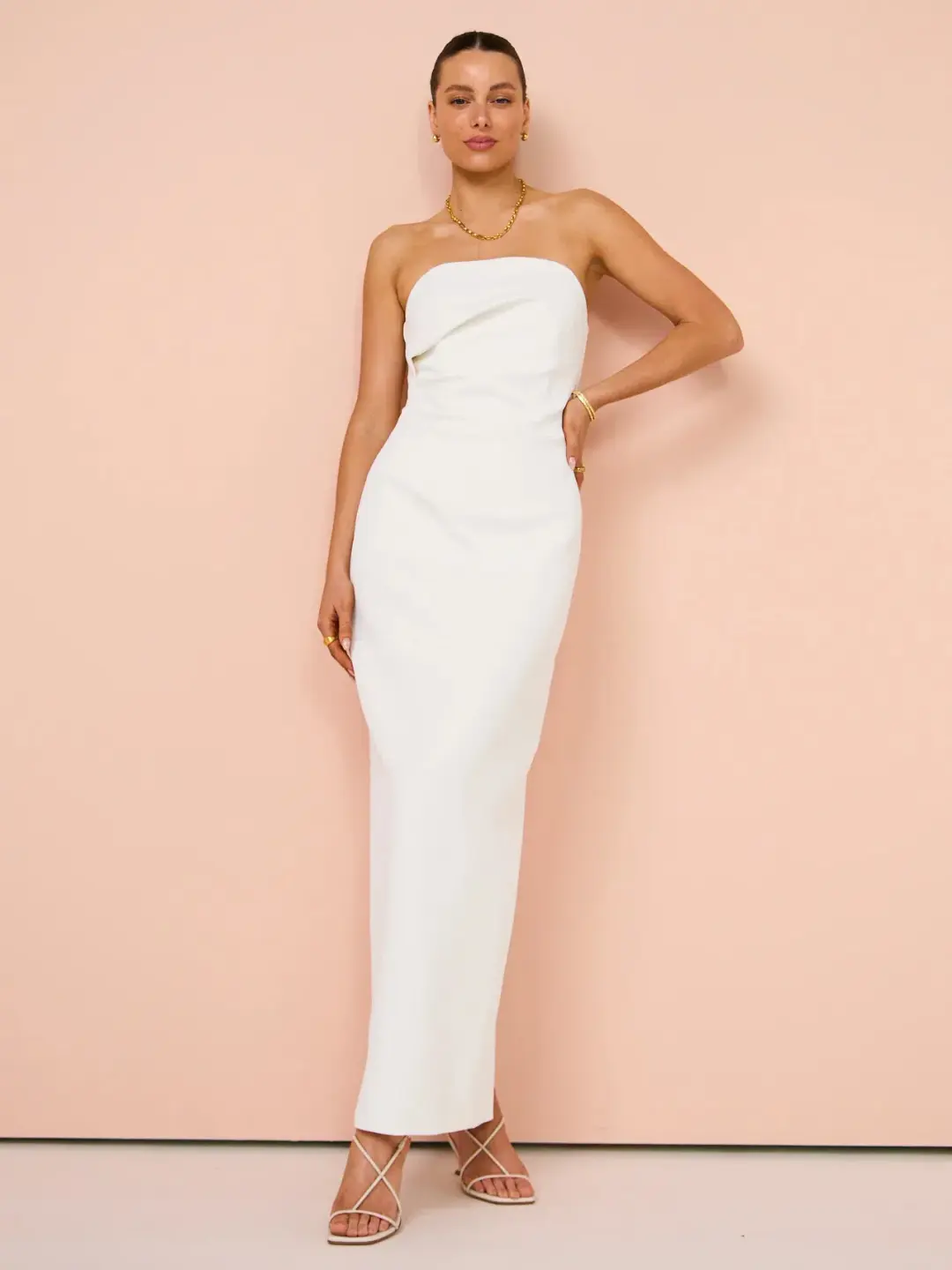 Manning Cartell Fast Forward Strapless Maxi Dress White Size 8 for rent on The Volte - main image