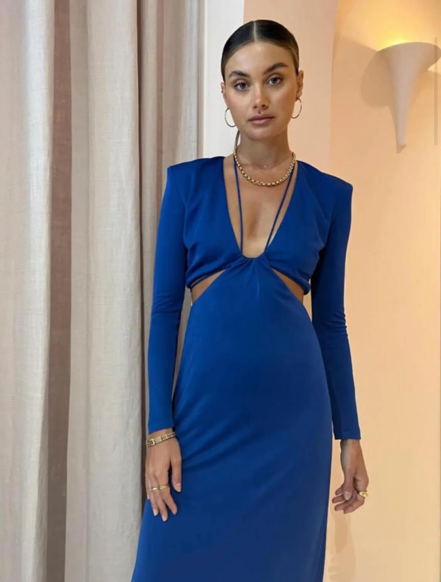 Manning Cartell Haute Pursuit Long Sleeve Cut Out Dress in Blue Size 10 - Image 3