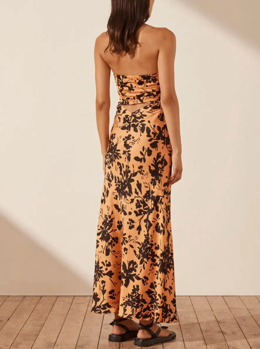 Shona Joy Solare Strapless Cut Out Ruched Dress Print Size 6 - Image 3
