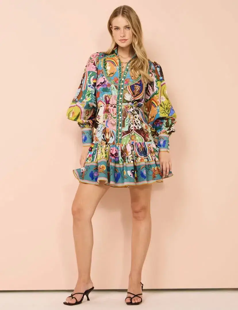 Alemais Evergreen Mini Dress Multi Size 10 - Image 1