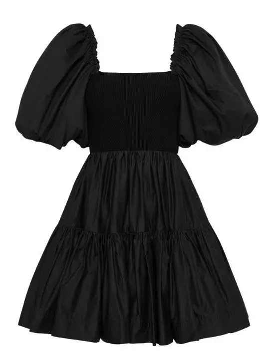 Aje Casa Puff Sleeve Mini Knit Dress Black Size 10 - Image 5