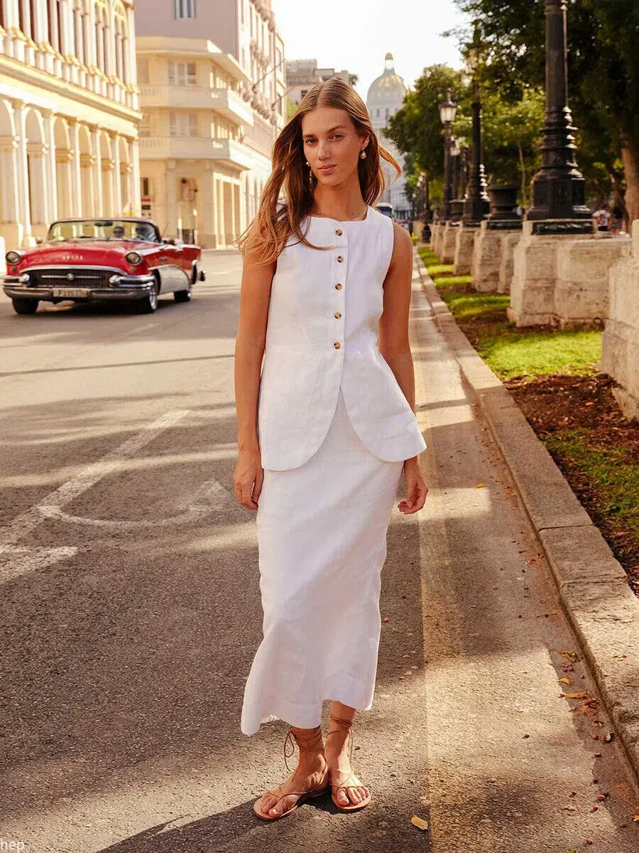 Posse Emma Vest and Skirt Set White Size S / AU 8 - Image 1