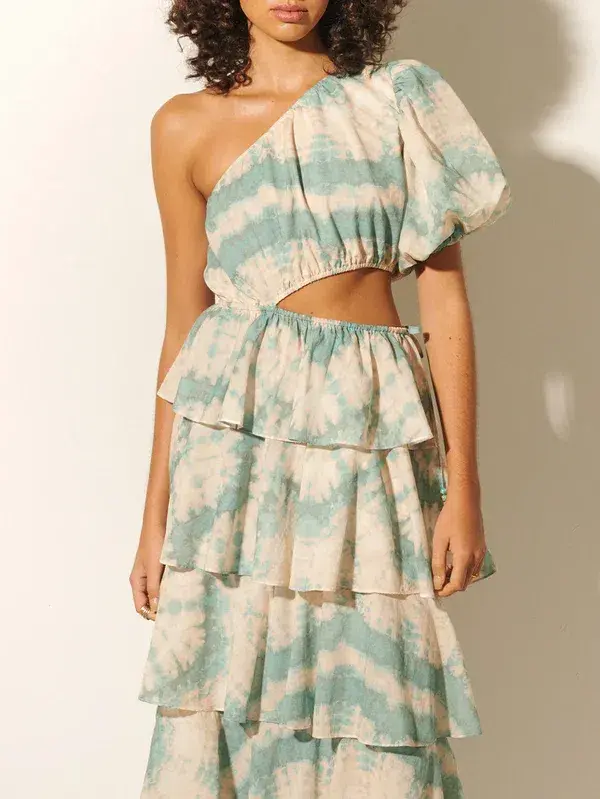 Kivari Mirage One Shoulder Maxi Dress Print Size 12 - Image 3
