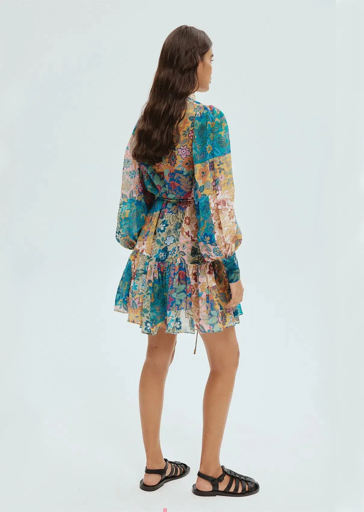 Alemais Bella Patchwork Mini Dress Multi Floral Size 6 - Image 3