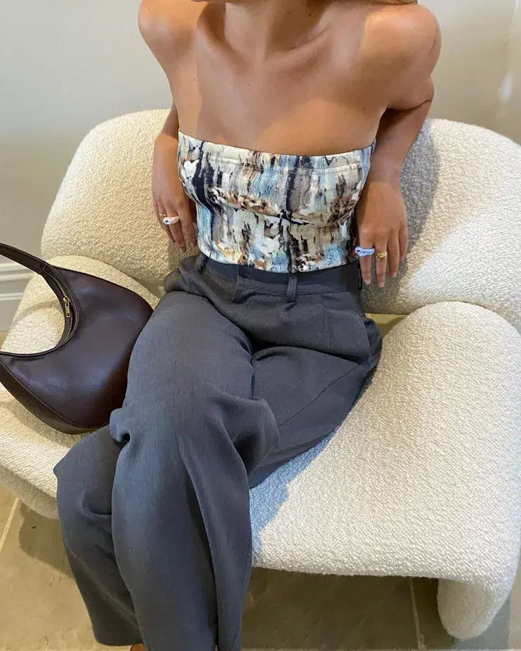 With Harper Lu Marble Boob Tube Top Print Multi Size 10 - Image 2
