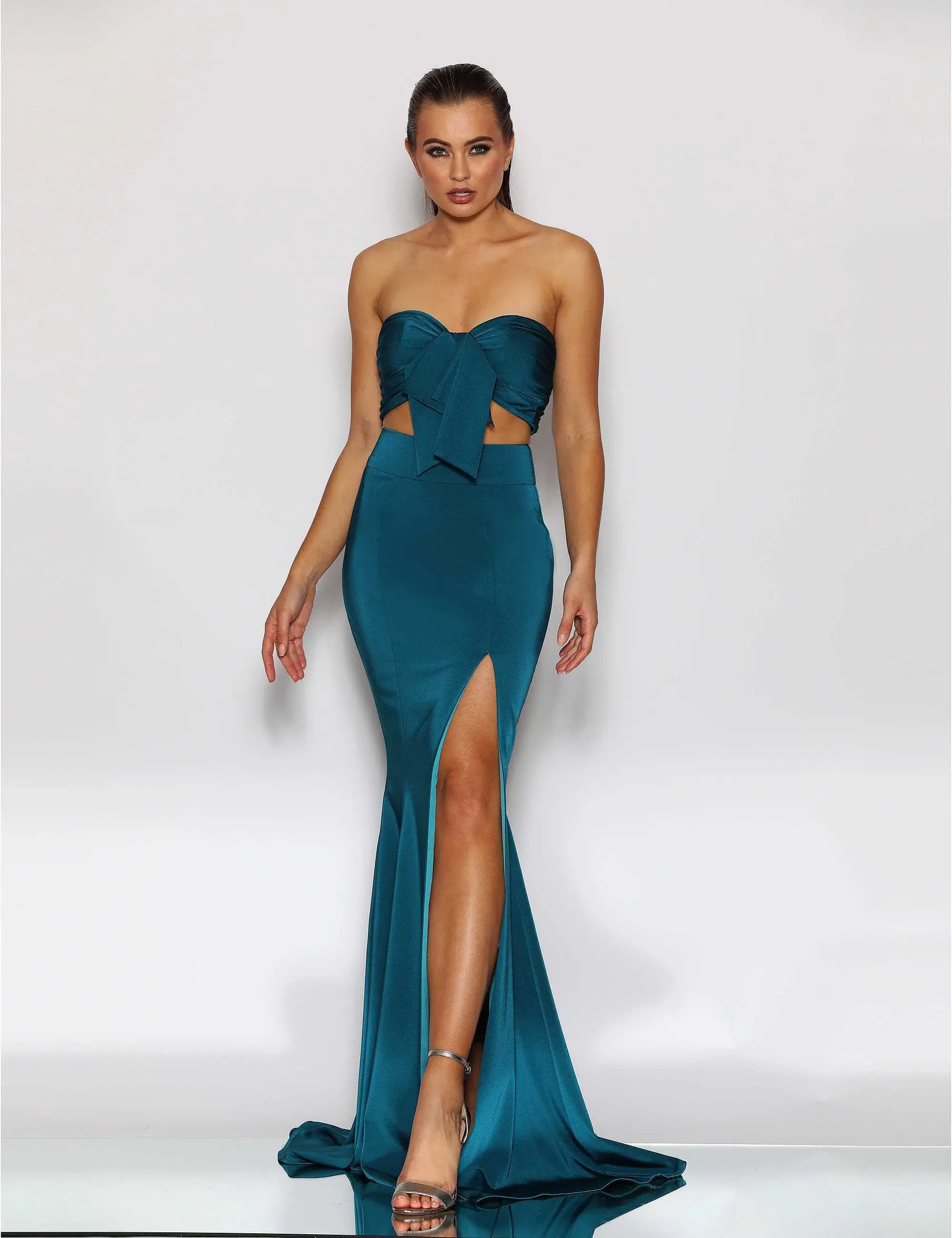 Jadore JX2043 Two Piece Dress Teal Size 4 - Image 1