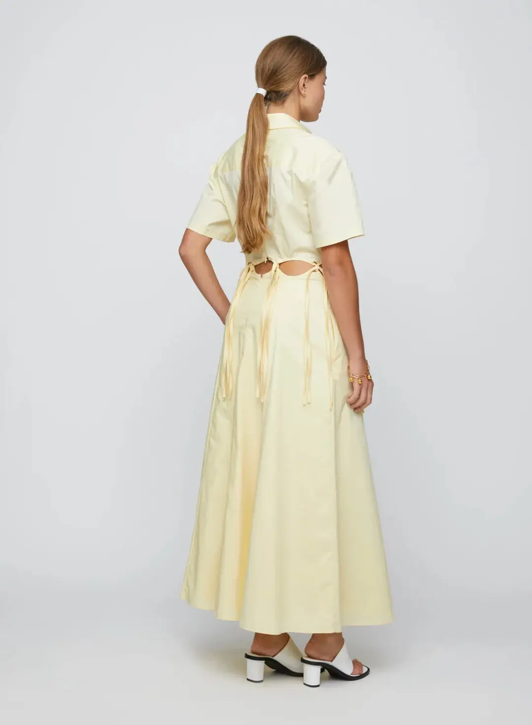 Anna Quan Ondine Cut Out Maxi Dress Sorbet Lemon Yellow Size 8  for rent on The Volte - main image