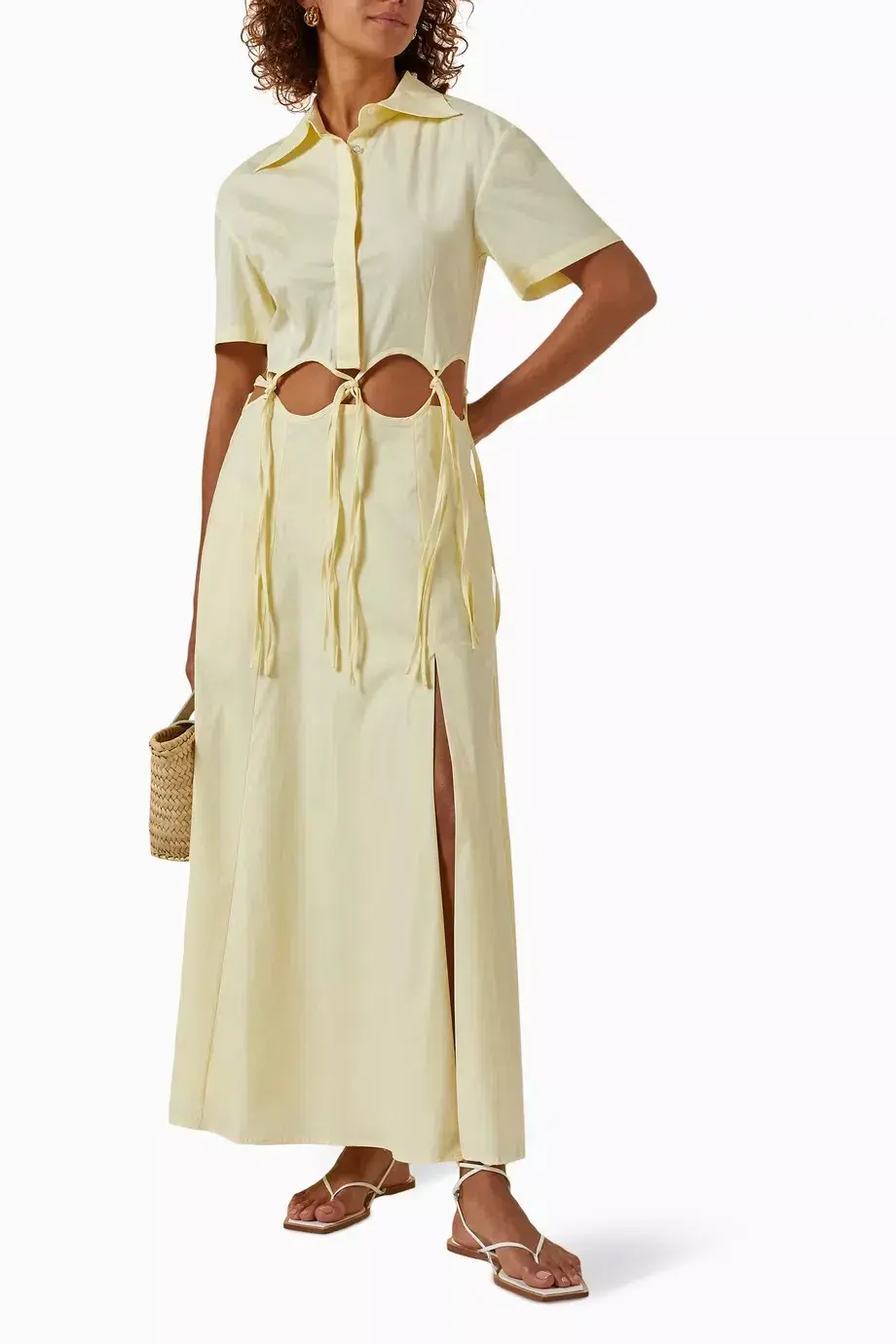 Anna Quan Ondine Cut Out Maxi Dress Sorbet Lemon Yellow Size 8  for rent on The Volte - main image