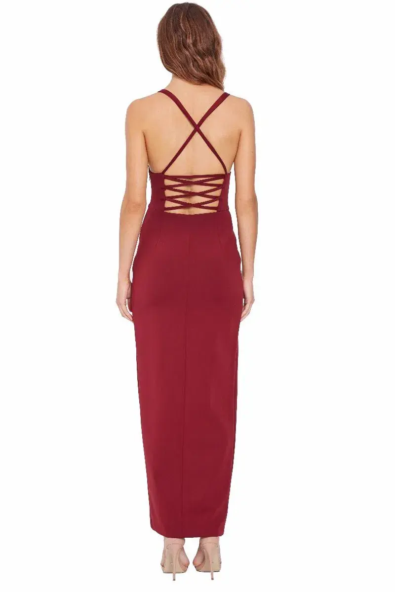 Grace and Hart Gold Rush Neon Gown in Wine Red Size 12 - Image 3