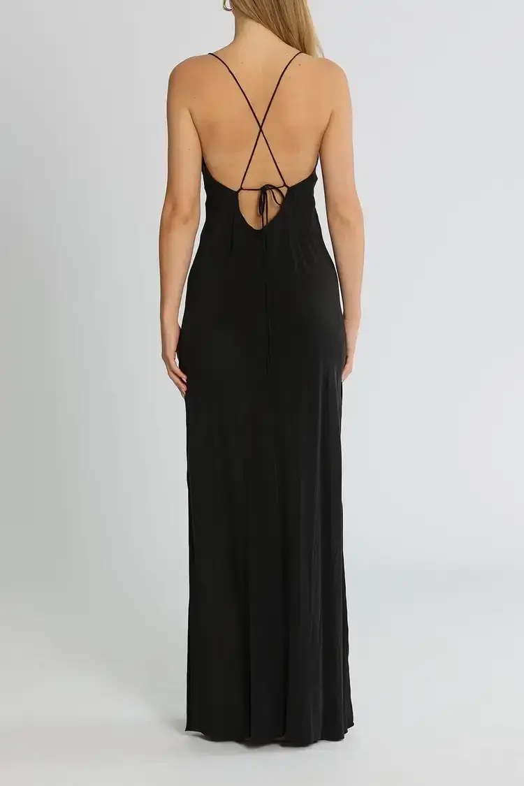 St Agni Bias Cut Silk Dress in Black Size 6 - Image 4