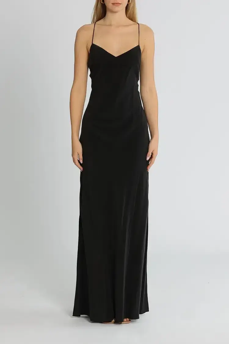 St Agni Bias Cut Silk Dress in Black Size 6 - Image 2
