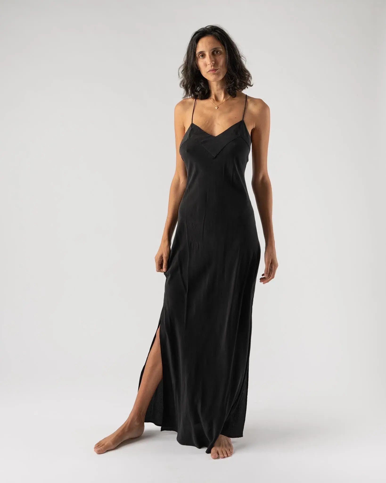 St Agni Bias Cut Silk Dress in Black Size 8 - Image 1