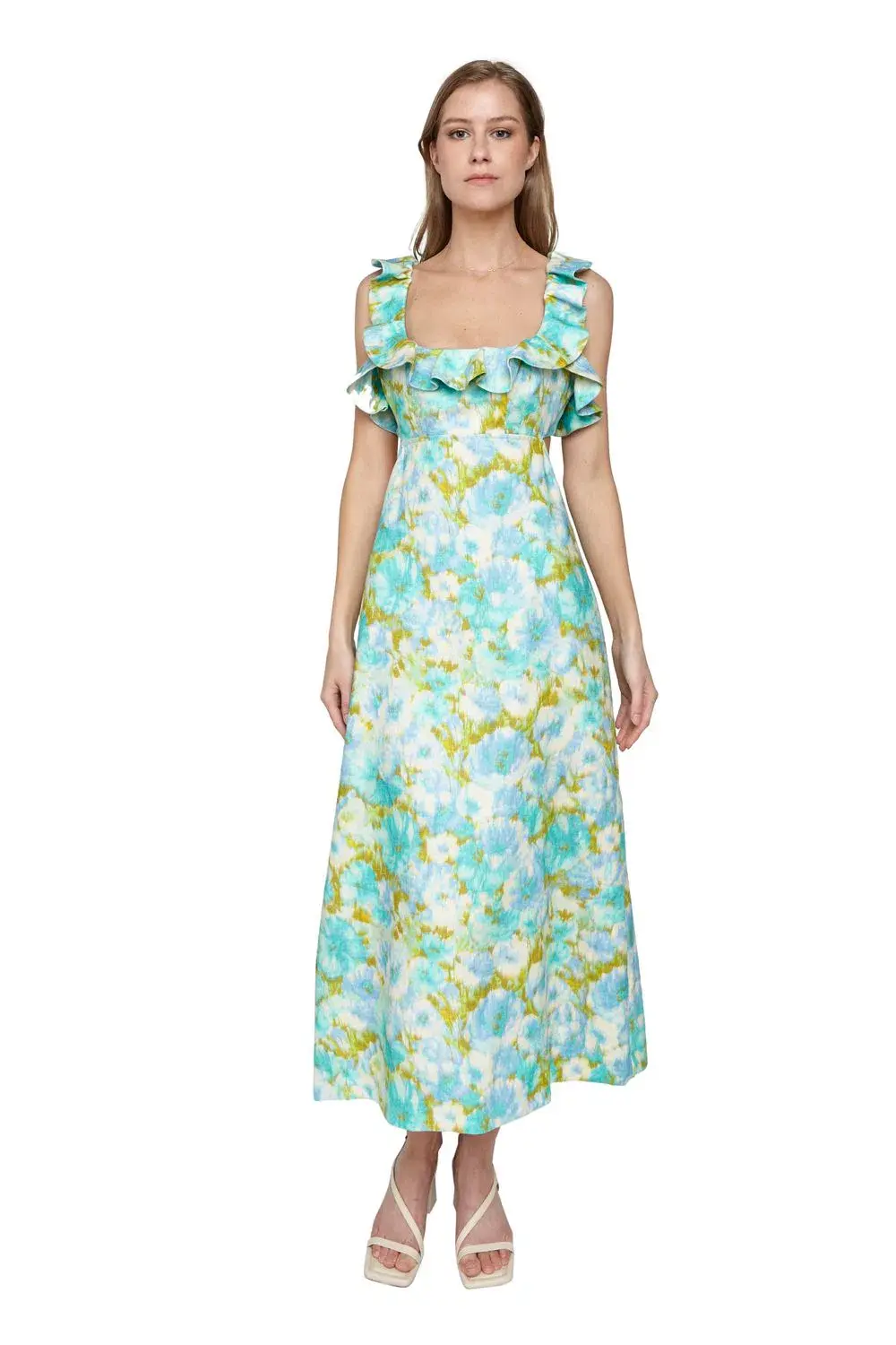 Zimmermann High Tide Frilled Midi in Aqua Floral Size 1 - Image 1