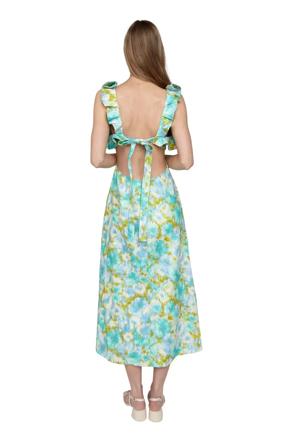 Zimmermann High Tide Frilled Midi in Aqua Floral Size 1 - Image 2