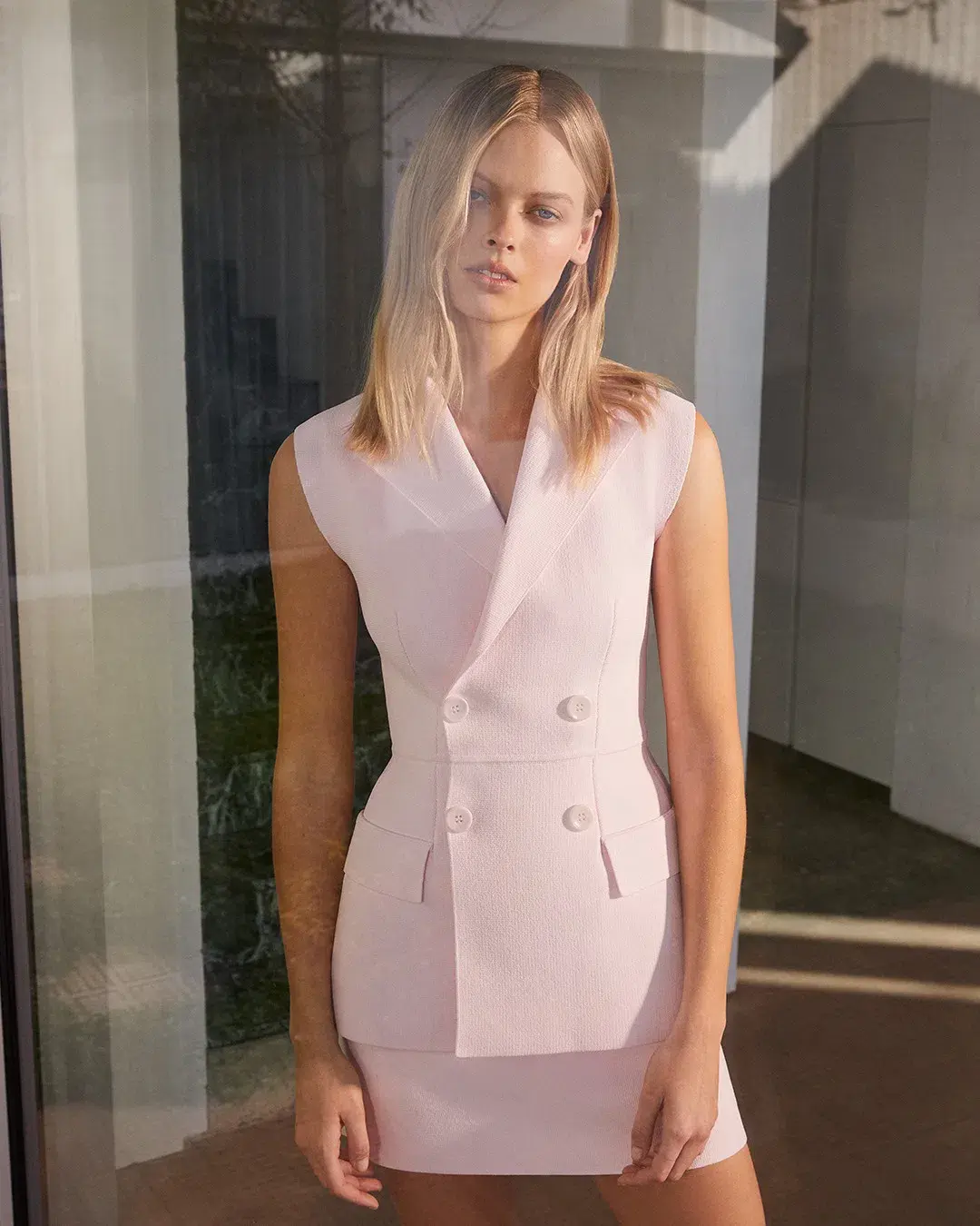 Scanlan Theodore Crepe Knit Vest and Skirt Set Angel Pink Size 6 - Image 1
