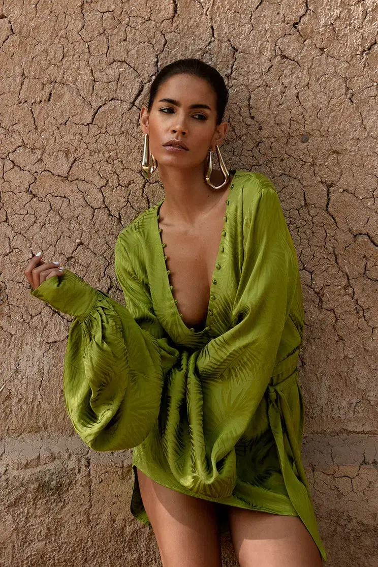 Rat & Boa Harlequin Dress Cypress Green Size L / AU 12 for rent on The Volte - main image