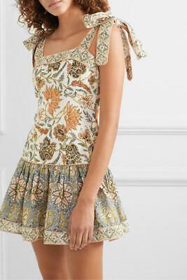 Zimmermann Edie Tie Mini Dress Cream Paisley Size 6 - Image 3