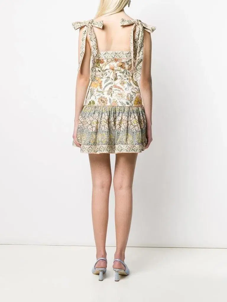 Zimmermann Edie Tie Mini Dress Cream Paisley Size 6 - Image 2